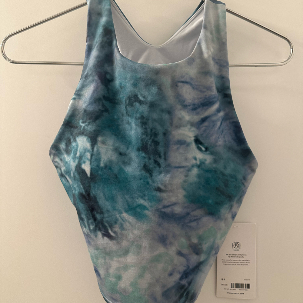 Athleta Conscious Crop Top  | Watercolor Blue | S